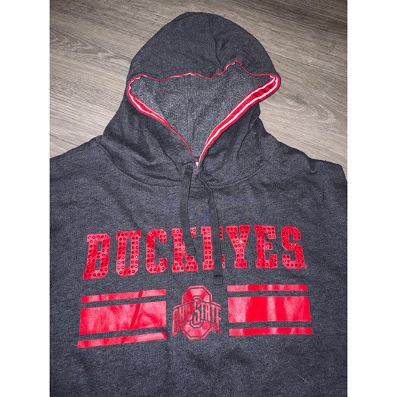 Victoria's Secret PINK Ohio State Buckeyes Hoodie Sequin Red Gray S P - Picture 4 of 5